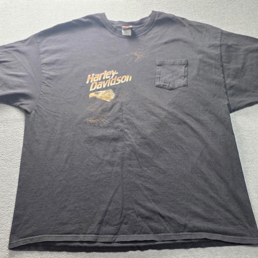 Harley Davidson Stan's Batavia NY Eagle Pocket T-Shirt Mens XL Black Tee